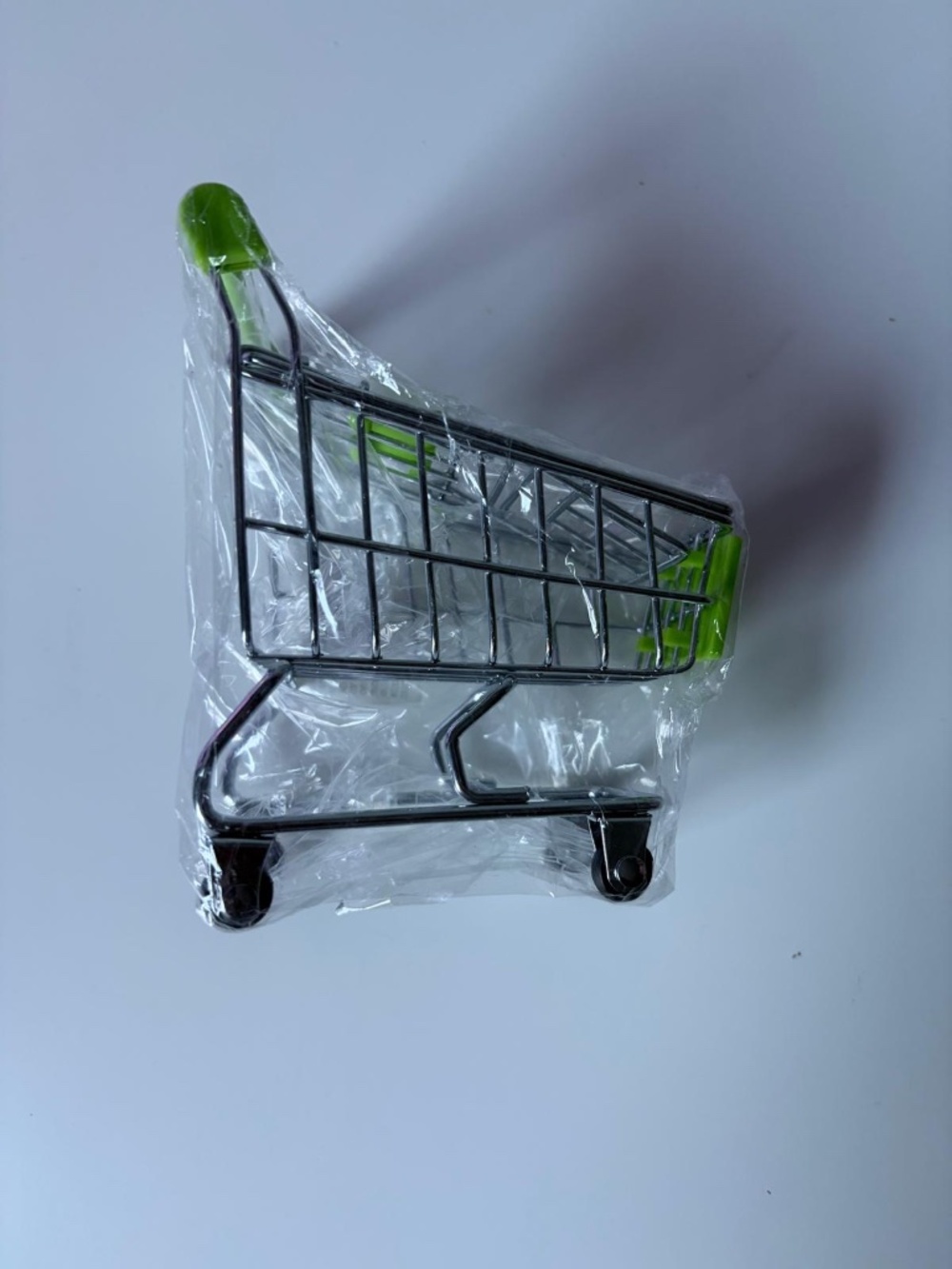 Mini Metal Shopping Cart Buggy Trolley Toy Green Grocery Supermarket Doll Decor